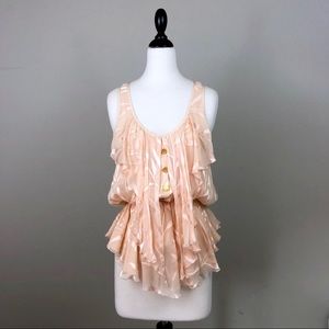 Anthropologie Hunter Dixon Silk Peach Top
